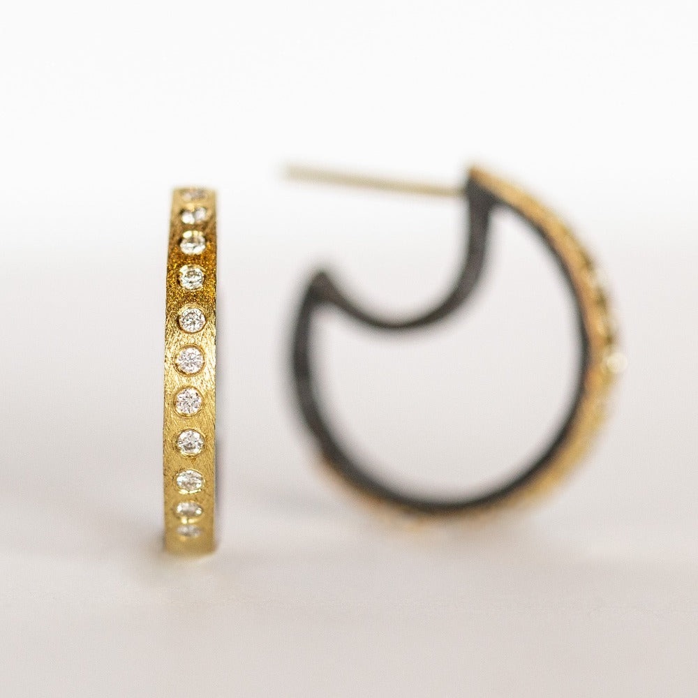 NEW! Rene Escobar Limited Edition Mina 18K yellow gold over silver diamond ears.
